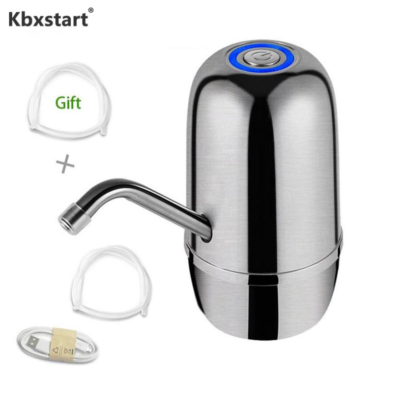 

Silver Automatic Water Dispenser Stainless Steel Water Pump USB Charging Dispenser Drinking Bottle With Switch Double Pump