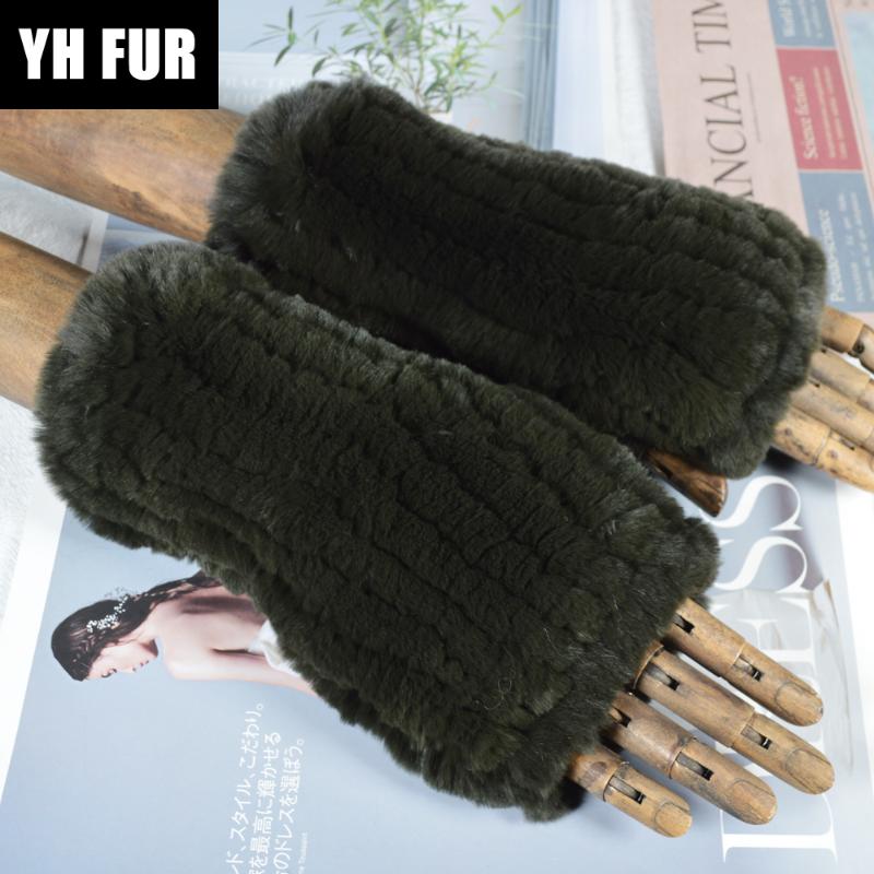 

2020 Winter Girl Natural Real Rex Fur Gloves Good Elastic Knitted Rex Fur Mittens Lady Real Gloves