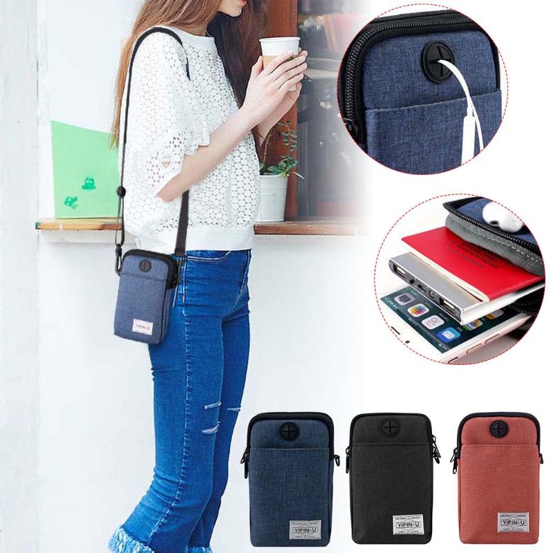 

Men Mini Shoulder Multi-Function Mobile Phone Bag Women Shoulder Bags 2021 summer new Outdoor Sports Bag Korean 2021 #6, Black