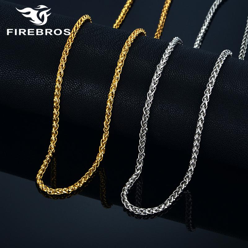 

FIREBROS 3/5mm Black/Gold/Silver Color 316L Stainless Steel Dragon Bone Neck Chain Necklace Men Women Jewelry Gift Dropshipping