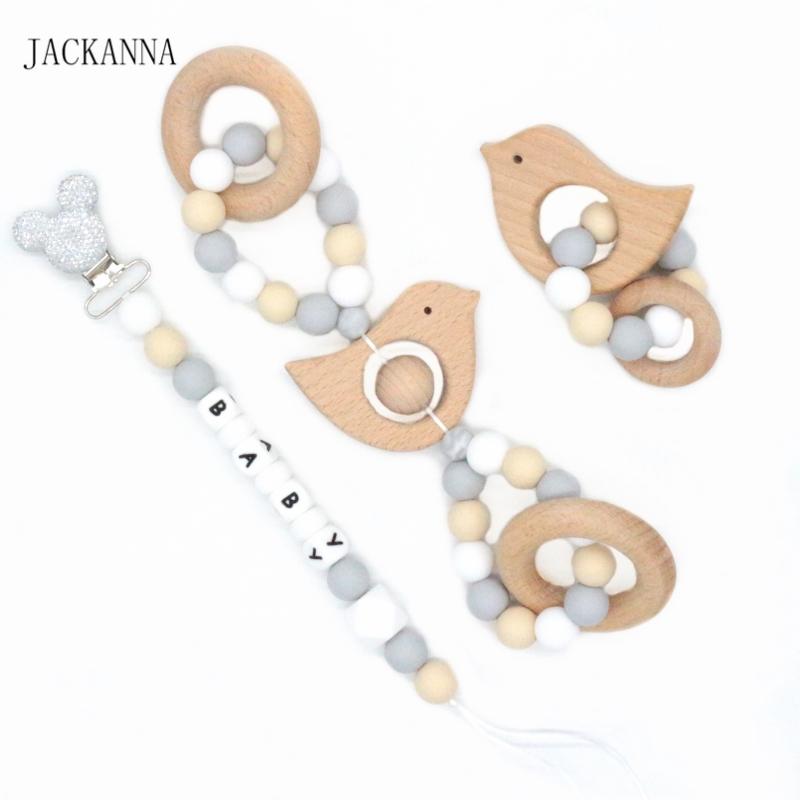 

Baby Pacifier Clip Set Personalized Name Dummy Chain Rattle Ring Baby Gym Teething Toy Newborn Kids Nursing Toys BPA Free