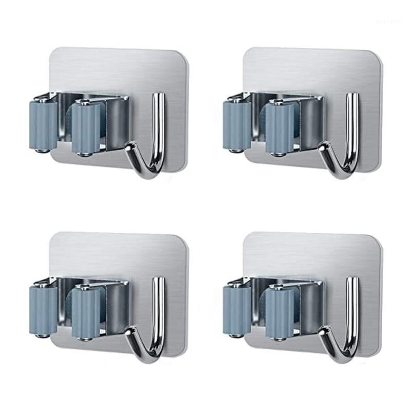 

Broom Holder with Hook, Self-Adhesive Wall Mounted Mop Clips Broom Organizer For Home Bathroom Kitchen 4 Pack1