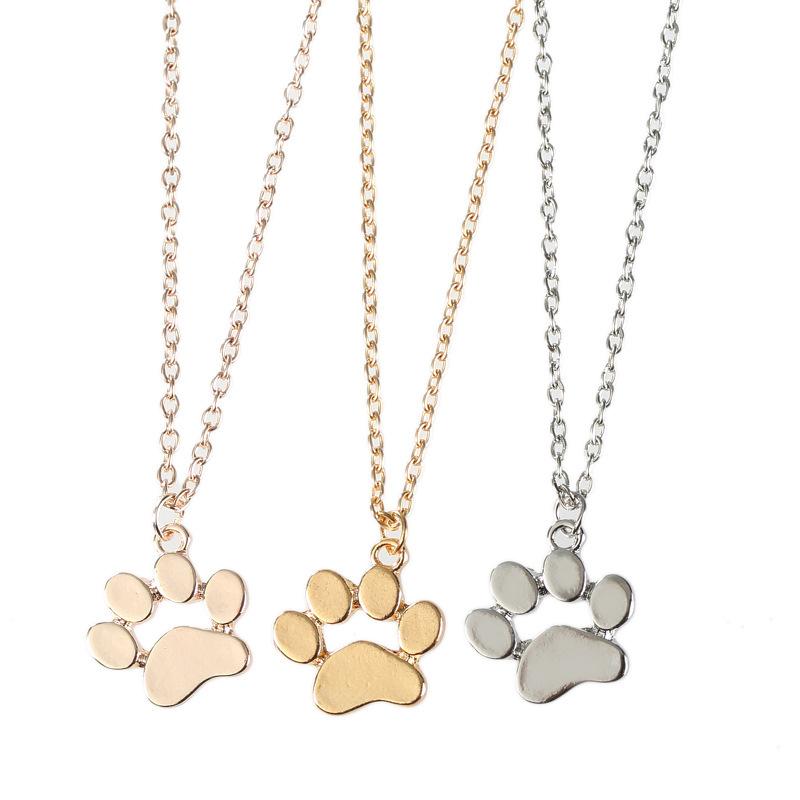 

ECHSUN bijoux femme chain cat rose gold 2020 acessórios jewelry popular cute animal dog claw-foot necklace footprint necklace