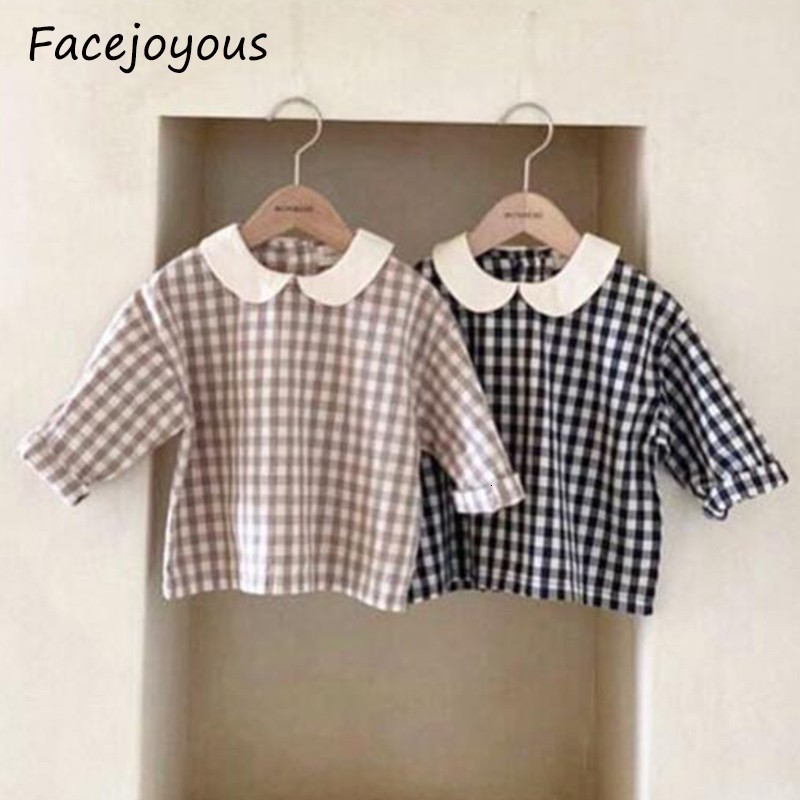 

2021 Autumn New Kids Fashion Plaid Print Long Sleeve Shirts Cotton Baby Clothes Children Girls Blouse Tops D5ks, Zxx3black