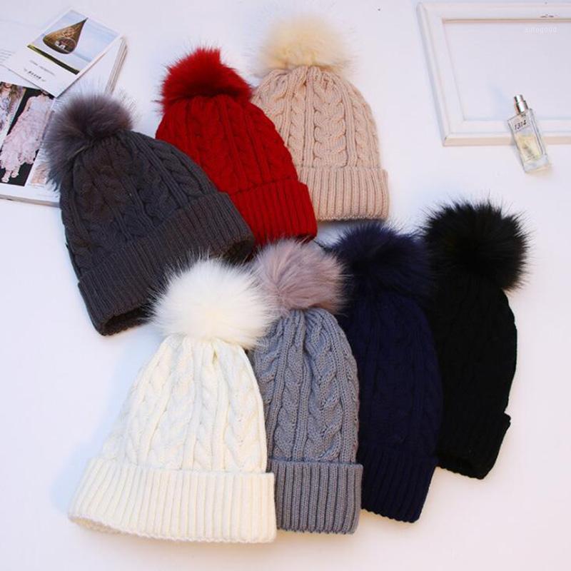 

Beanie/Skull Caps Trendy Winter Poms Ball Warm Thickened Wool Knitted Hats For Women Female Beanie Outdoor Pompom Skullies Beanies Cap Soft, Black