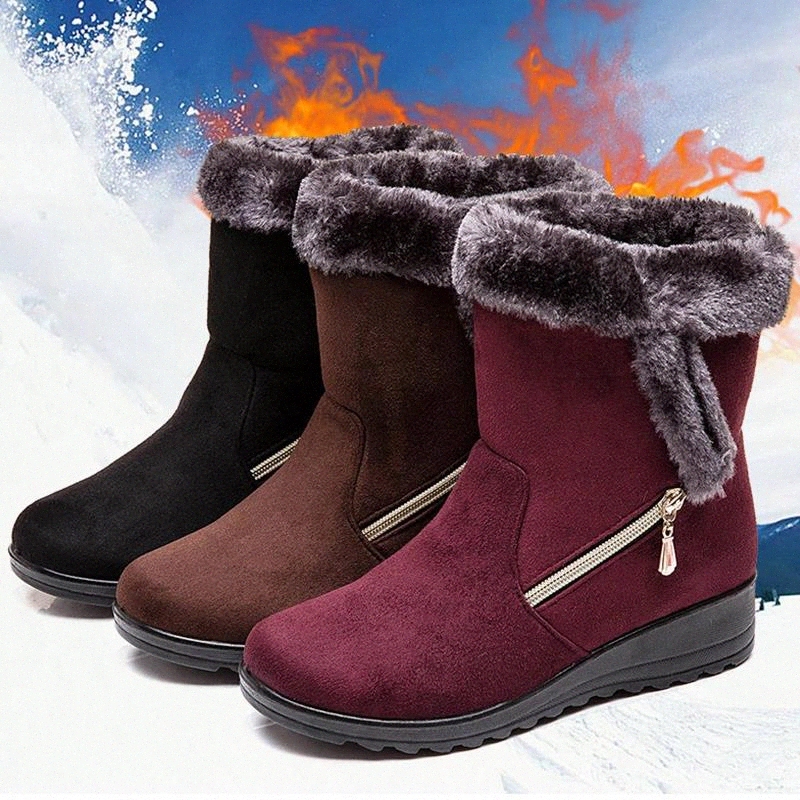 

Women Boots 2019 New Snow Boots For Winter Shoes Woman Wedges Heels Botas Mujer Plus Size 43 Ankle For Women Booties #7k6B, Black