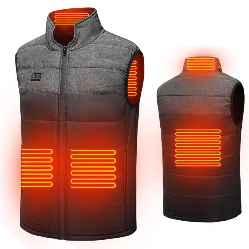 

Heated Vest Jacket USB Men Winter Electrical Heated Sleevles Jacket Outdoor Fishing Hunting Waistcoat Hiking Wind Resistant Vest, Black