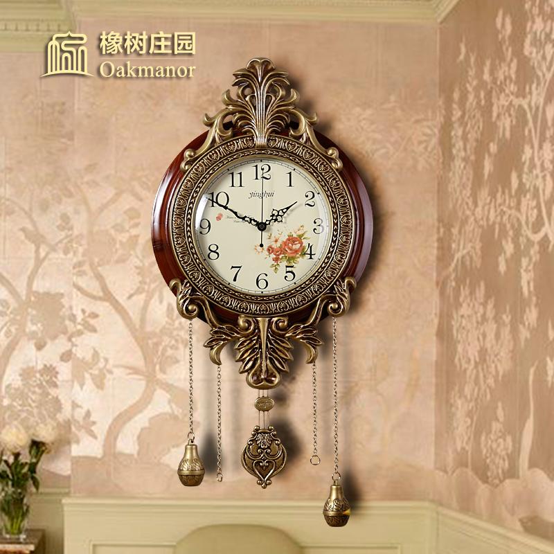 

Creative Living Room Wall Clock Home Atmosphere European Classical New Chinese Solid Wood Mute Pendulum Clock Wall Clocks