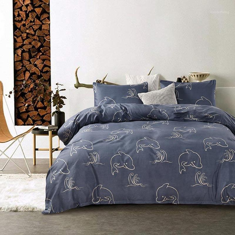 

printing Home comforter bedding set  Queen King Size bed set duvet cover sets Bedclothes 1pcs Quilt Cover +2pcs Pillow cases1, Deep blue