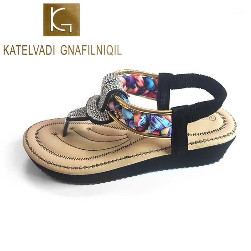 

KATELVADI Women Sandals Bohemia Casual Shoes Beach Summer Girls Flip Flops Gladiator Fashion Cute Women Flats Sandals RLD00161, Black