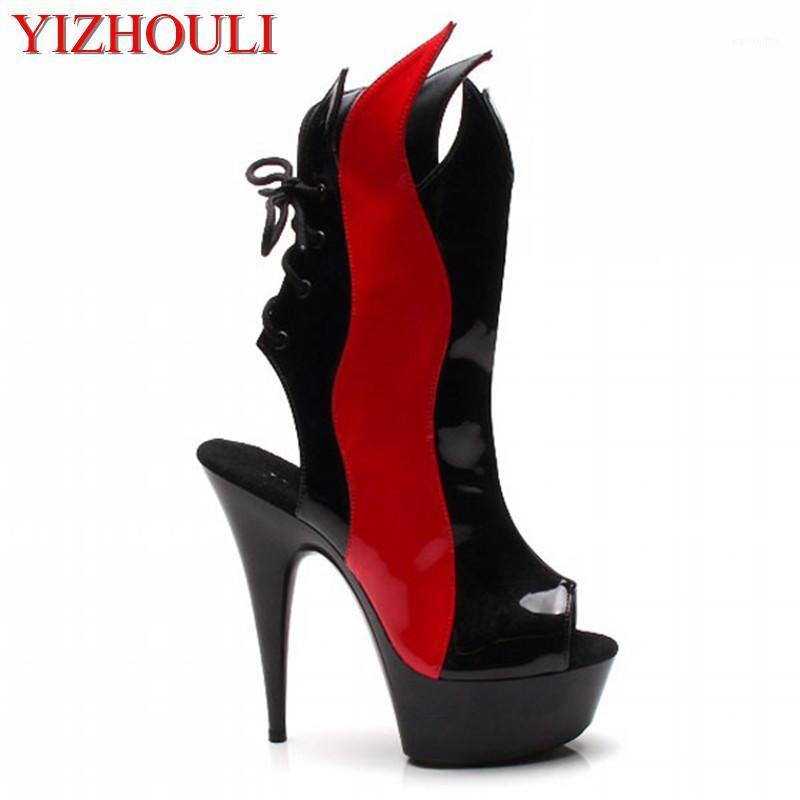 

Fashion PU Leather Cool Boots 15cm High-Heeled Shoes Female Sandals Unusual High Heel Shoes Classics 6 Inch Black Ankle Boots1
