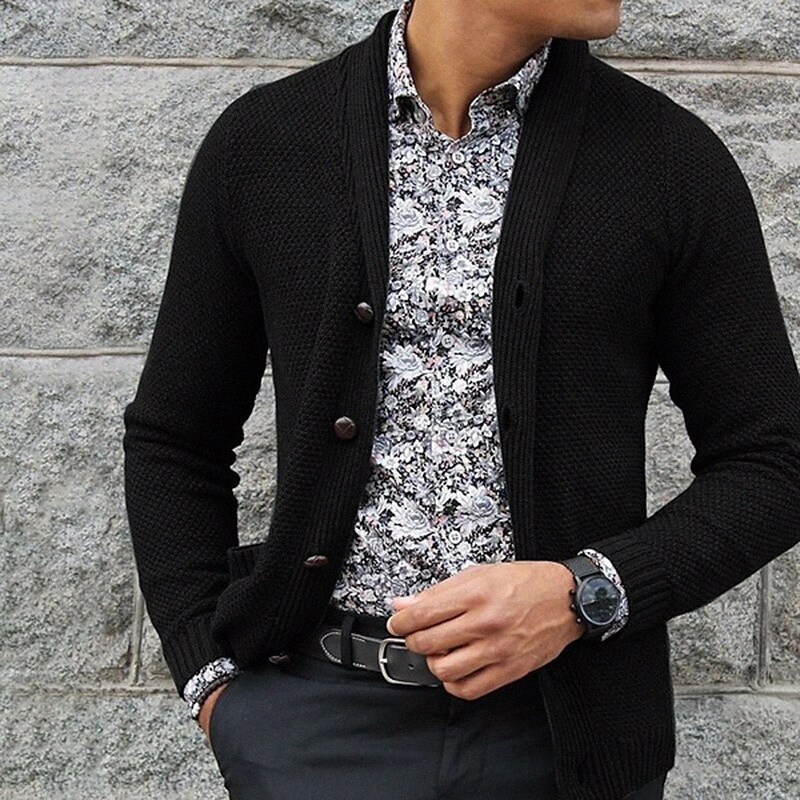 Cardigan unisexe pour homme tricoté couleur solide style élégant style vintage pull à manches longues cardigans V couchage chute hiver gris vert