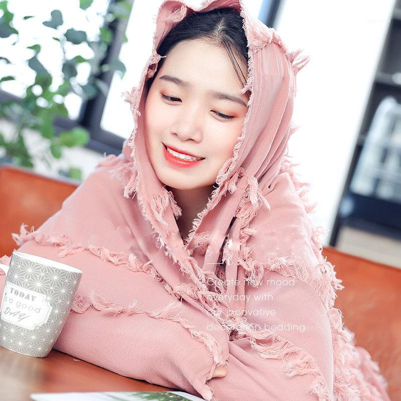 

Pure Cotton Large Size Casual Sofa Throw Blanket for All Season Thin Gauze Tassel Solid Colors Towel Blankets Bed Sofa Bedspread1