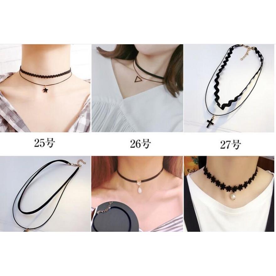 

Vintage 50pcs Mixed Style Velvet Belt Lace Women Chokers Chain Necklace Pendant Clavicle Punk Chain Necklac jllKIC home003, Golden;silver