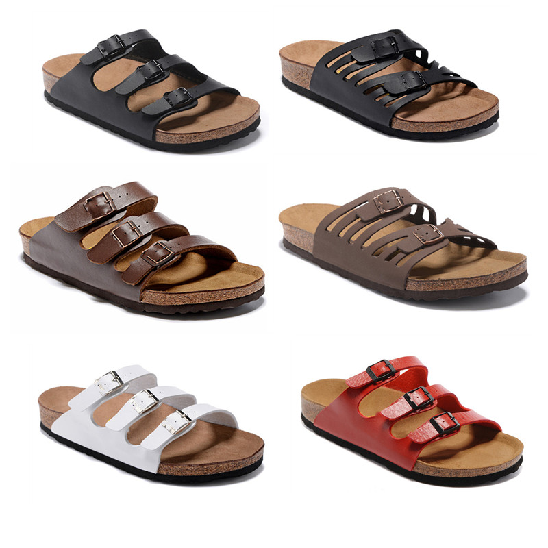 Florida Paris Mens Womens Summer Sandals Beach Slide Slippers Ladies Casual Shoes Print Leather Solid color 34-47
