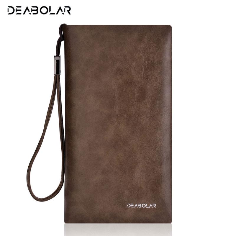 

2020 New Retro Men's Soft Leather Wallet Drawstring Zipper Male Business Long Wallet with Phone Pocket for Men Best Gift, Black