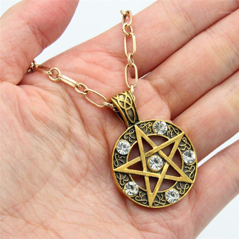 

2020 New Star Pentagram Antique Necklac Women Men Wiccan Talisman Vintage Cubic Zirconia Chain Pendant Necklace Jewelry1