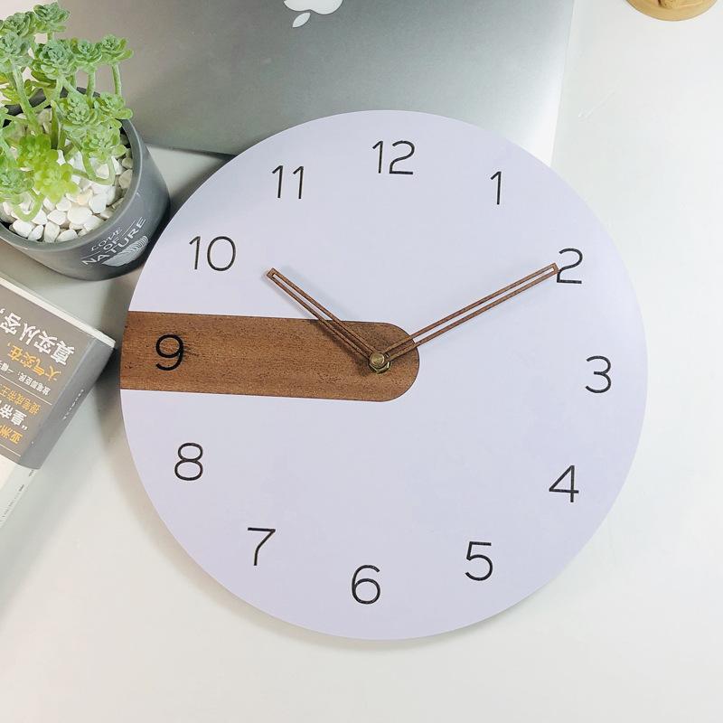 

Wood Wall Clock Modern Design Nordic Style Silent Clock Round 30cm Room Decoration Wall @LS
