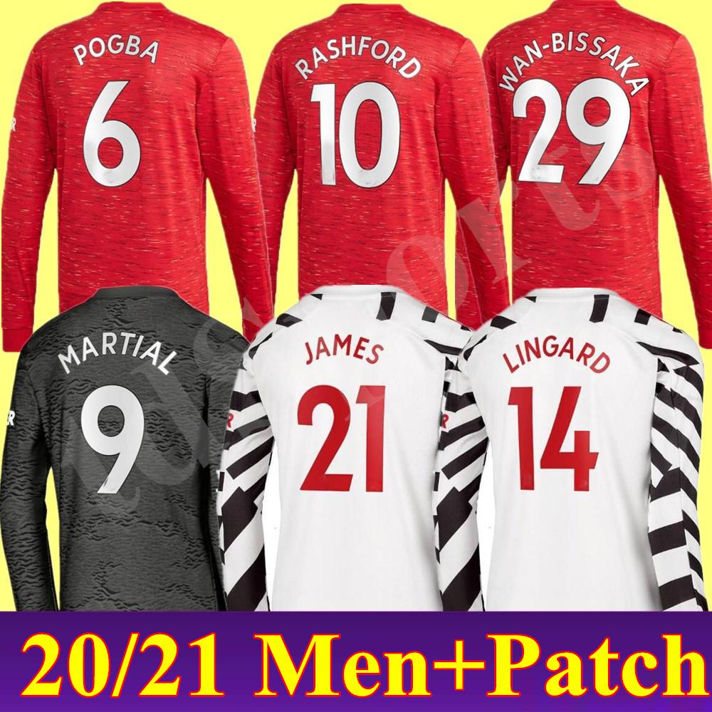 

20 21 Men Long sleeve Manchester 2021 united UTD soccer jerseys VAN DE BEEK B. FERNANDES MARTIAL RASHFORD football shirts, Home