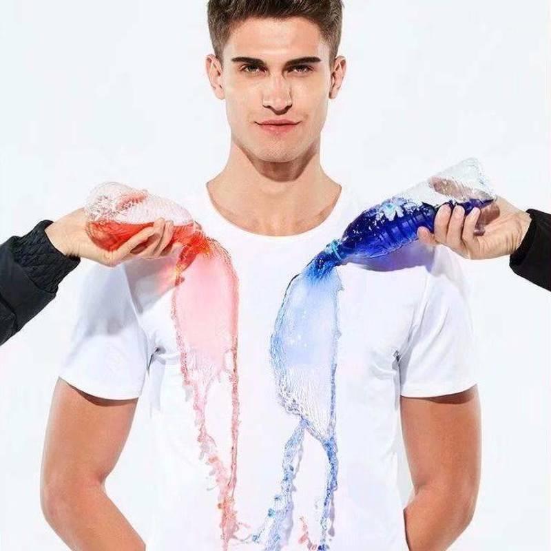 

T-shirt Men Waterproof Anti-fouling Short-sleeved Tshirt Male Large Size O-neck Breathable Sports Ice Silk Mesh Quick-drying Top1, Black