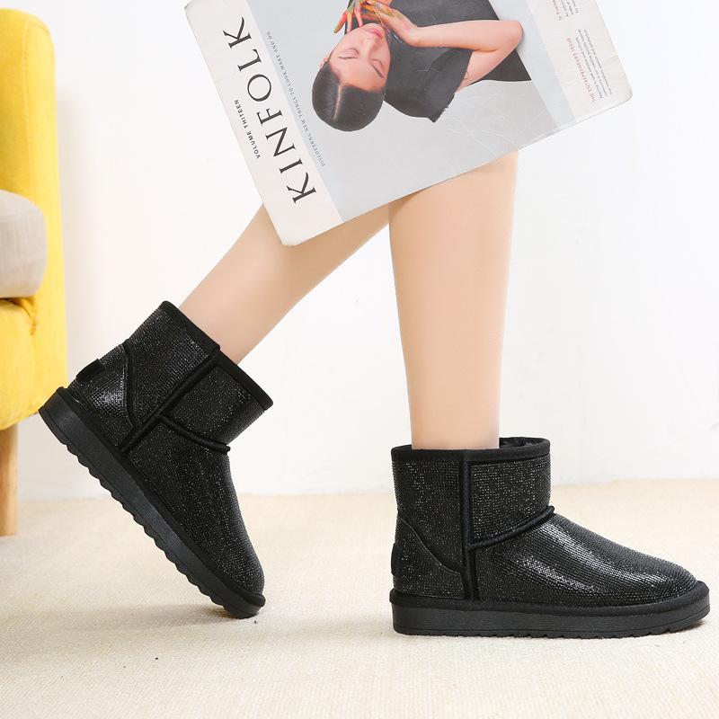 

YourSeason Warm Ladies Winter Snow Boots Genuine Leather New 2020 Round Toe Flat With Sewing Female Concise Ankle Platform Shoes, Black