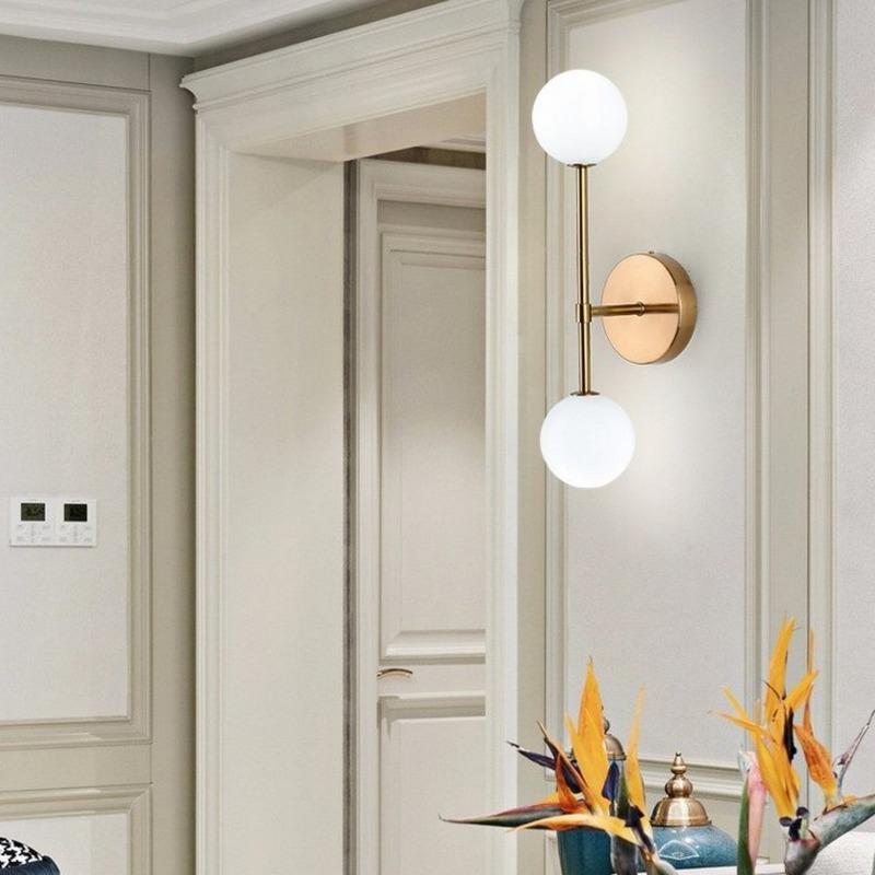 

Simple Glass Wall Lamp Postmodern Golden Nordic Lamp Creative Bedroom Living Room Aisle Staircase Bedside LED Wall Light