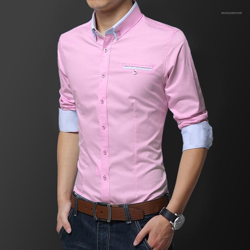 

New Men's Long Sleeve Shirt Free Ironing Gentleman Thin Slim Slim Fit Fashion Shirt1, White1306