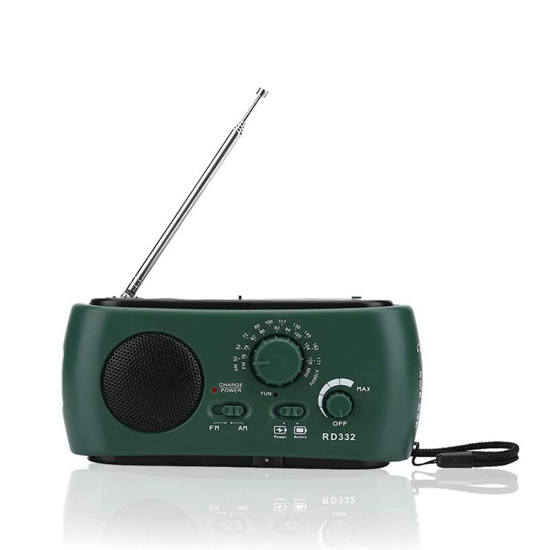 

Emergency Radio 4-Way Powered Solar Power, Cranking Handle, USB,Battery AM/FM Radio with LED Phone Charger