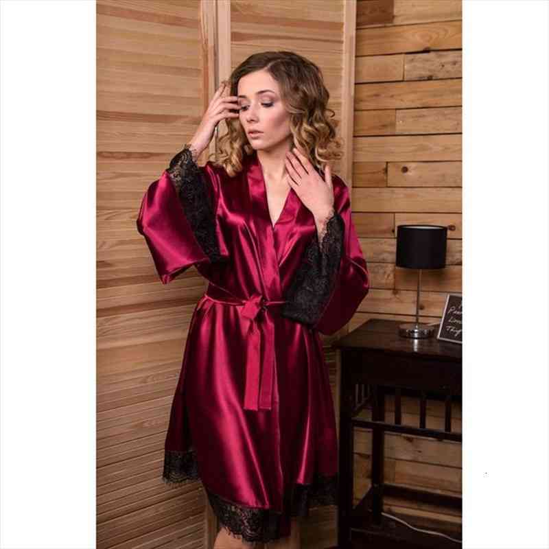 

Sexy Women Sleepwear Lace Crochet Dress One Piece Bathrobe Nightgown Summer Imitation Ice Silk Robes Nightwear Dress, Black;red