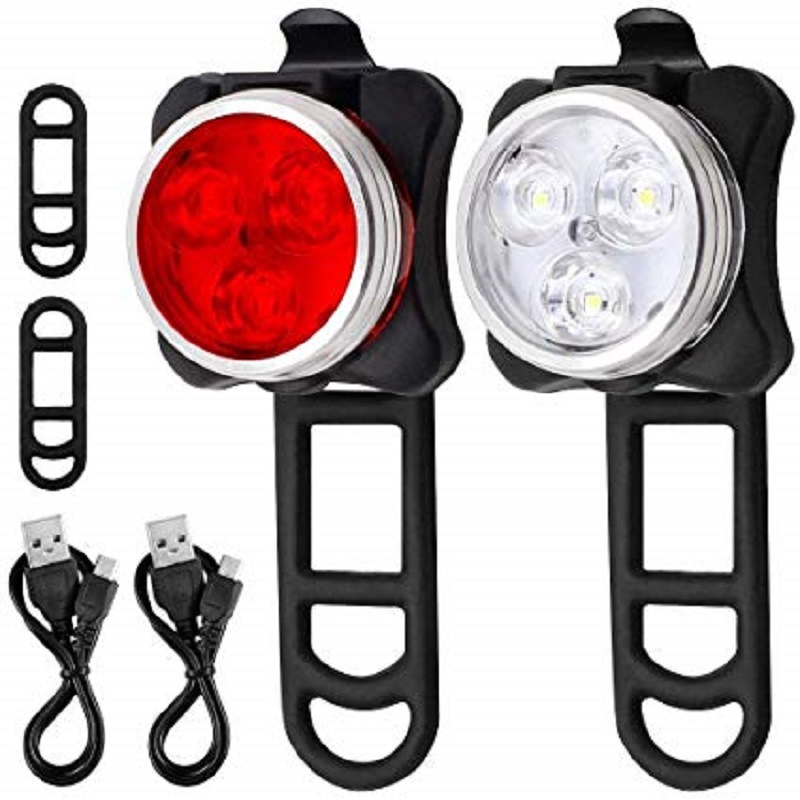 

Bike Lights USB Rechargeable Tail Clip Light Lamp Waterproof High Quality Bright Cycling Bicycle 3 LED Head Front 4 Modes