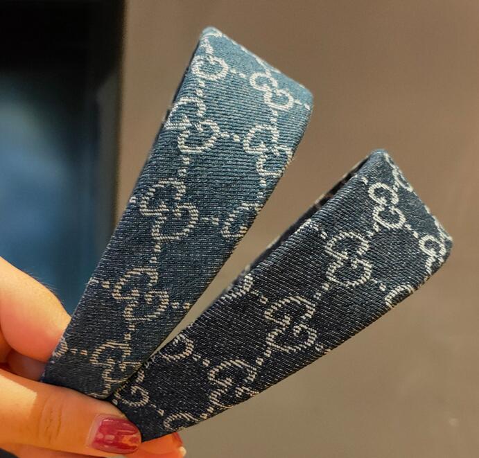 

Designer Wide Edge Hair Hoop Charm Women Denim Headbands Letters Printing Headband Fashion Retro Styles Girl HairAccessories, Silver