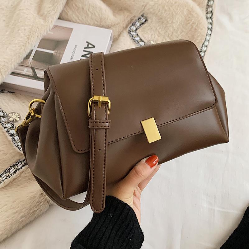 

2021 Spring New Trendy Fashion Ladies Small Square Bag Texture Single Shoulder Messenger Bag High Quality Small Female, Black