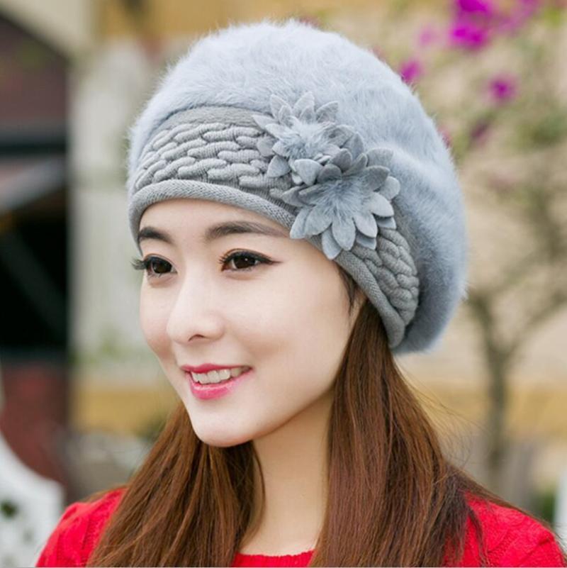 

New Arrival Elegant Women Knitted Hats Fur Cap Autumn Winter Hat Ladies Female Fashion Skullies Beret Hat, 05