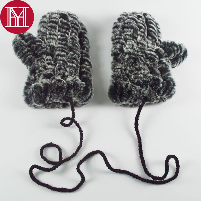 

Five Fingers Gloves 2021 Winter Women Real Rex Fur Mittens Knitted Female Warm Soft