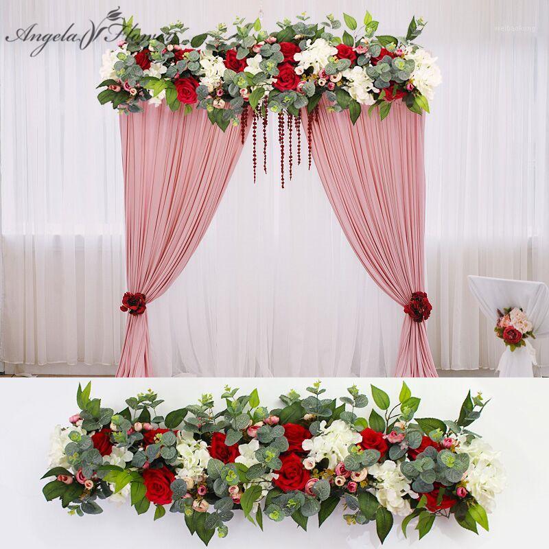 

1M greenery plant party wedding arch door Window T station decor road lead artificial flower row runner DIY rose peony hydrangea1, Green