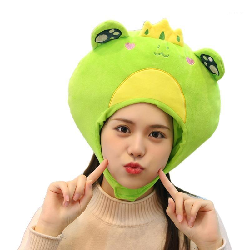 

Cartoon Prince Frog Plush Hat Funny Big Eyes Crown Stuffed Headgear Photo Props T3LC1, Green