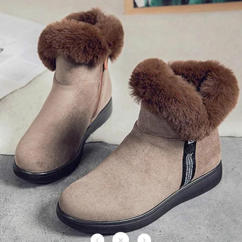 

2020 Winter New Women's Boots Snow Boots Thicken Warm Warm Bottom Plus Velvet Cotton Shoes Botas Mujer Large Size 34-43, Khaki