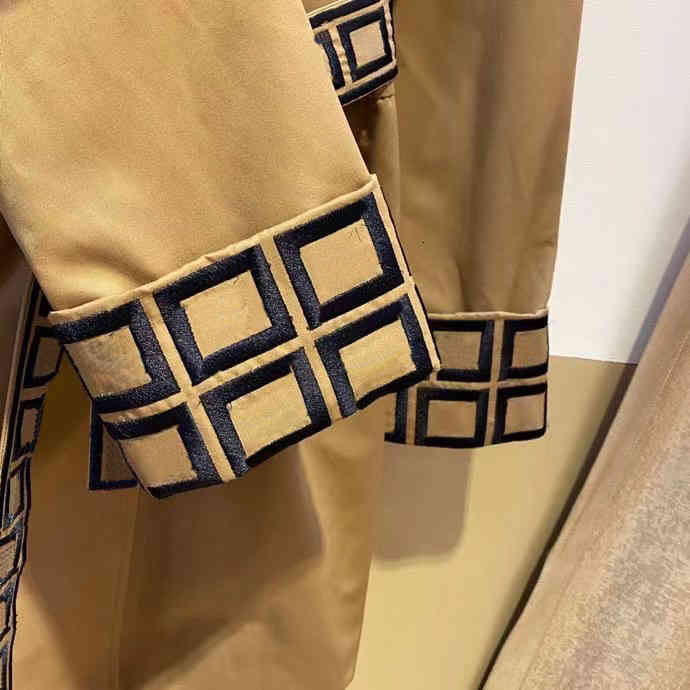 

Women' Trench Coats Womens Fashion Letter Pattern Double Collar with Belt Autumn Long Sleeve Casual Windbreaker CHEP, Khaki