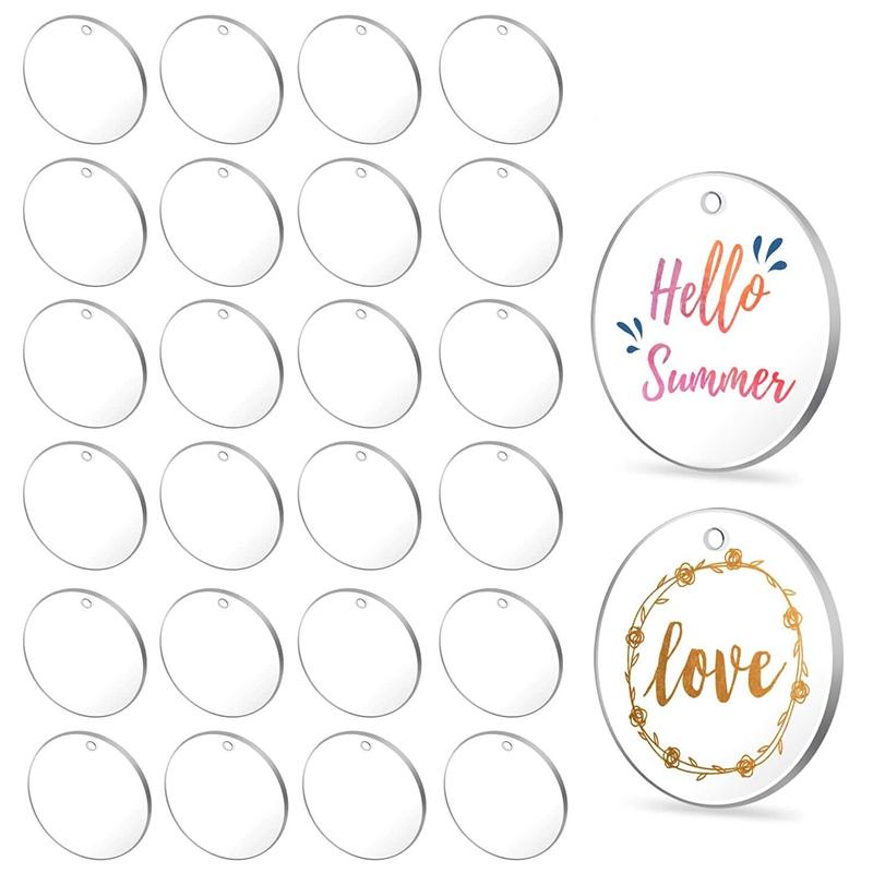 

50Pcs Clear Keychains for Vinyl,Acrylic Transparent Circle Discs Acrylic Blanks Keychain Bulk for DIY Keychain,Crafting
