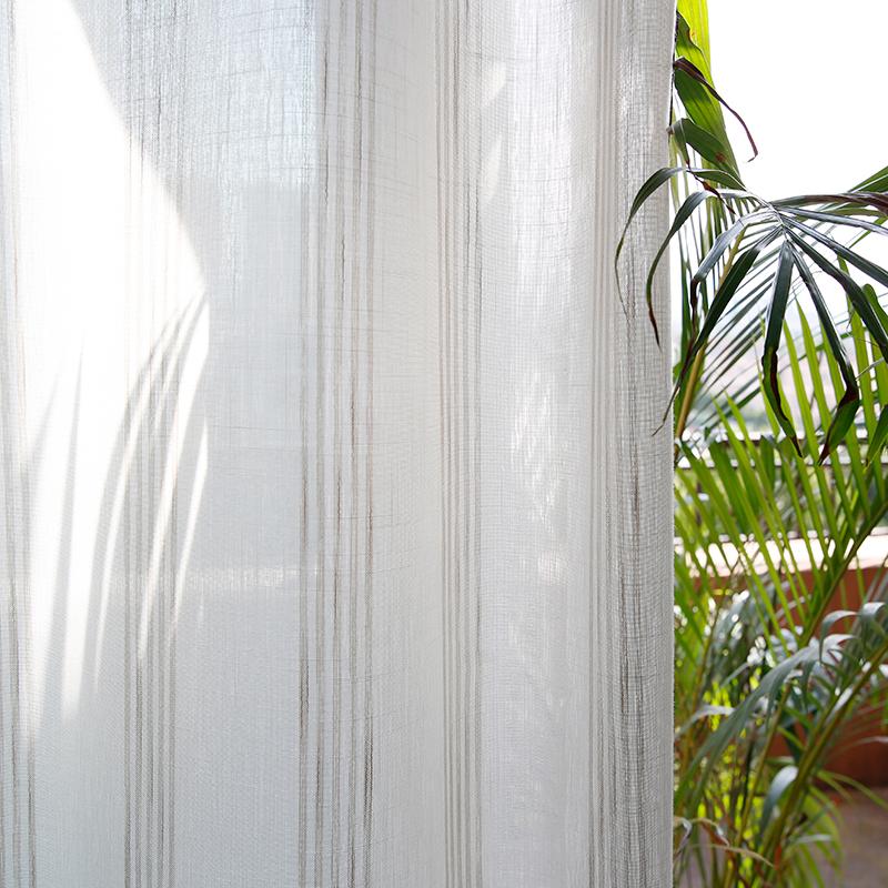 

Chicity Home Decor Striped Curtains for Living Room japan Style Tulle Curtains for Bedroom fringe curtain kitchen Window, White