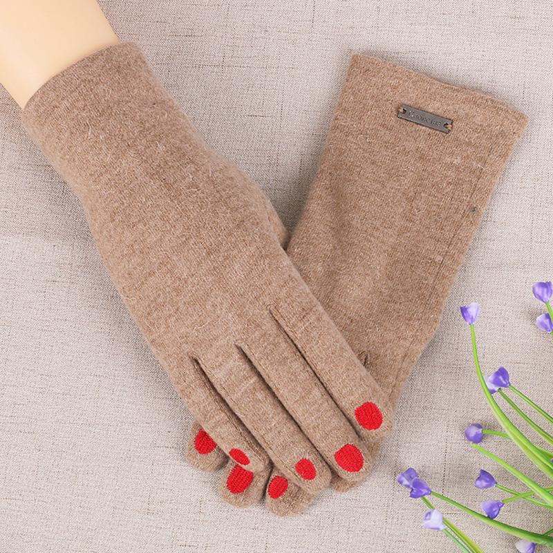 

Nail Polish Embroidery Female Wool Touch Screen Cycling Mittens Winter Women Warm Cashmere Velvet Thick Driving Gloves I46