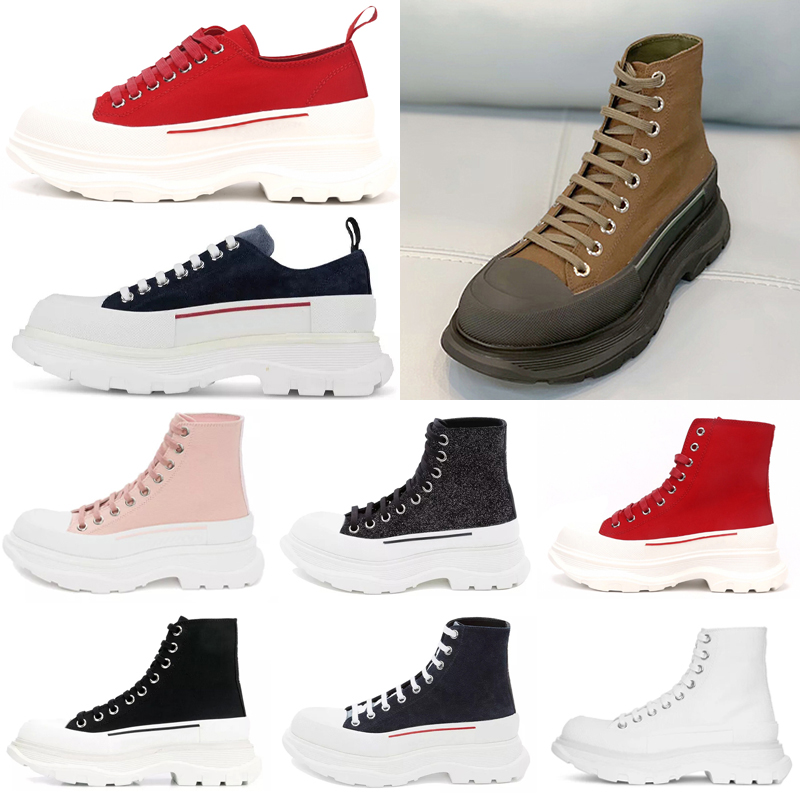 

[in stock] fashion tread slick lace up luxurys designers colors espadrille high platform white mens womens canvas Casual shoes 2021#, Black