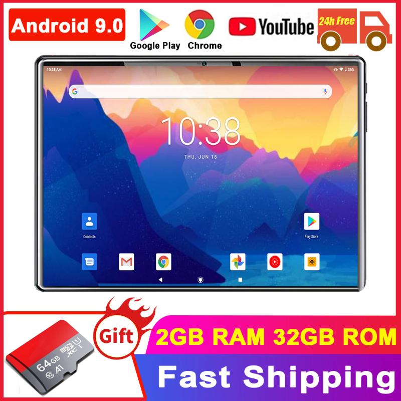 

Satndard Free Shipping 10 inch Tablet Android 9.0 Dual Cameras Tablette 32GB Wifi Android Tablets PC GPS Phone Call+Free Gifts, Black