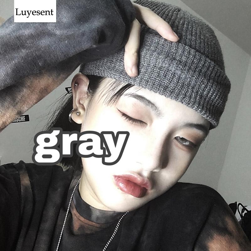 

Punk Cool Women Knit Hat Winter Autumn 2020 Hip Knitted Student Cap Basic Hedging Slouchy Bonnet Beanies Black Gray Purple