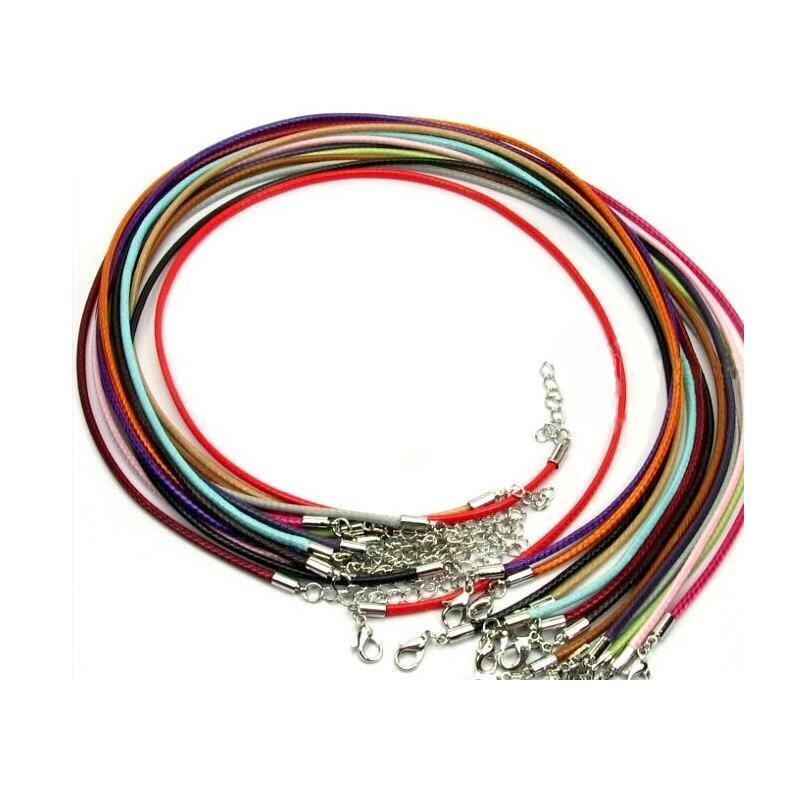 

20pcs/lot Dia 1.5mm 2mm Lobster Clasps Leather Rope Necklace Fashion Waxed Cord Thread Necklaces For Diy Jewelry Making jllsNP