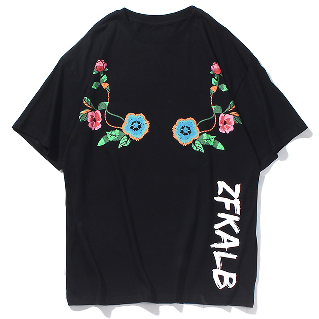 

2021 New Aelfric Eden Spring Hip-hop Streetwear Long Chinese Style Koi Printed Oversize Couple Short Sleeves Fashion t Shirt Men Uhyo, White