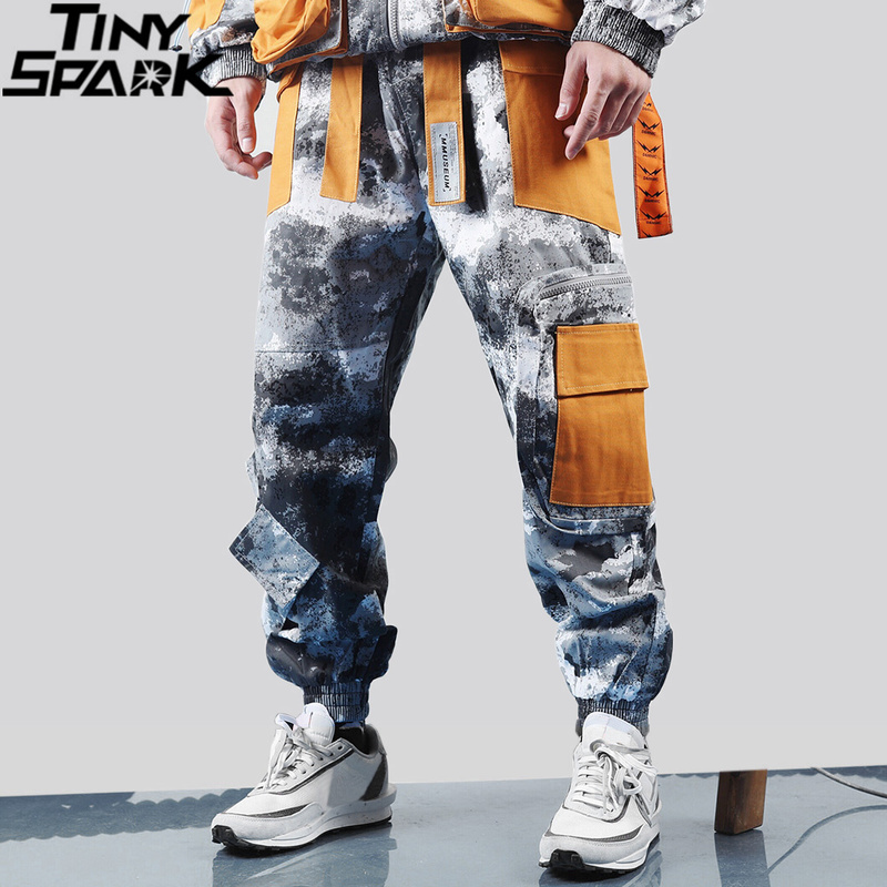 

Hip Hop Camouflage Cargo Pants Streetwear Men Tactical Pants Multi Pocket 2019 Baggy Pants HipHop Harem Trousers Casual, A33881 grey camo