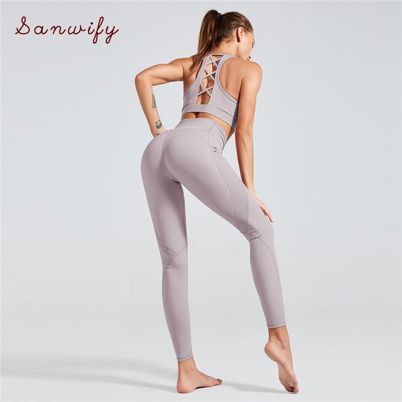 

Colorvalue 2 Piece Gym Set Black Women Yoga Set Stretch Fitness Clothing Sports Crop Top Bra And High Waist Leggings Workout