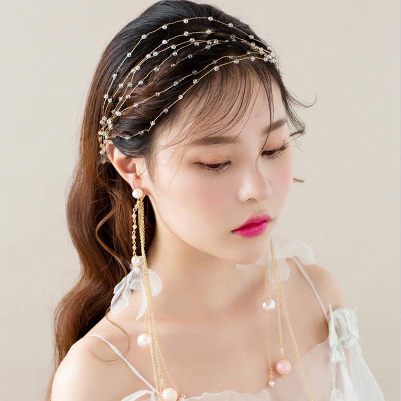 

Imitation Pearls Hair Accessories Crystal Alloy Headdress Leaf Flower Headband Hairpins Hair Bands for Women Bride LL@17