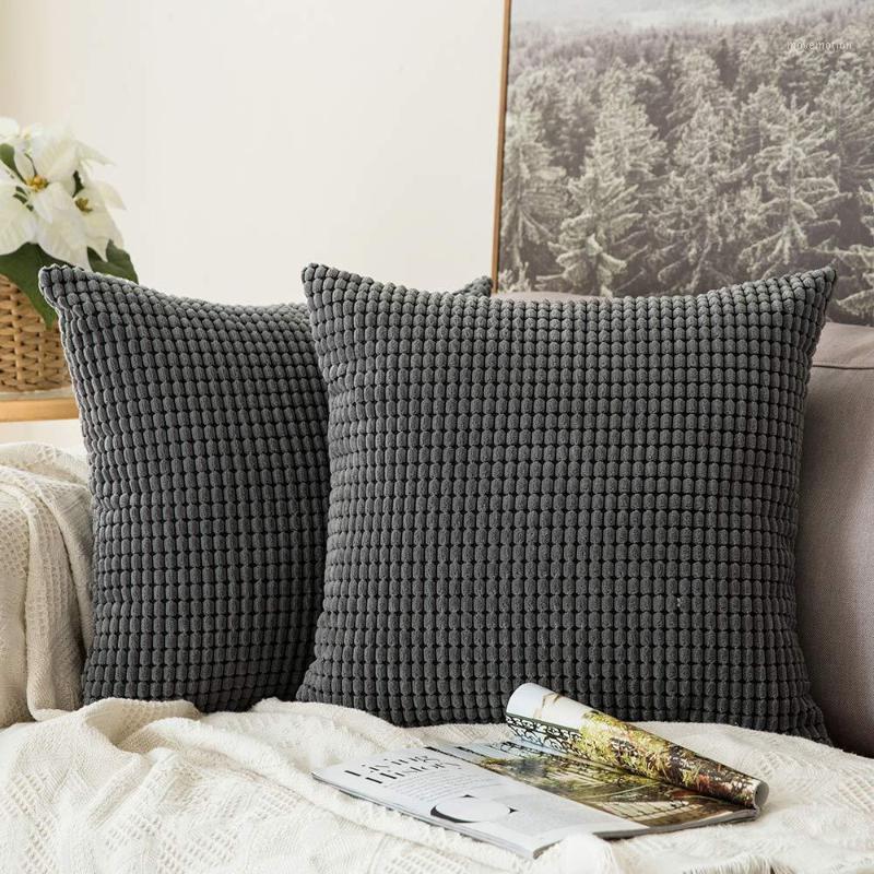 

Pure color corduroy pillow cover modern and simple with pillow core corn strip cushion cover more1